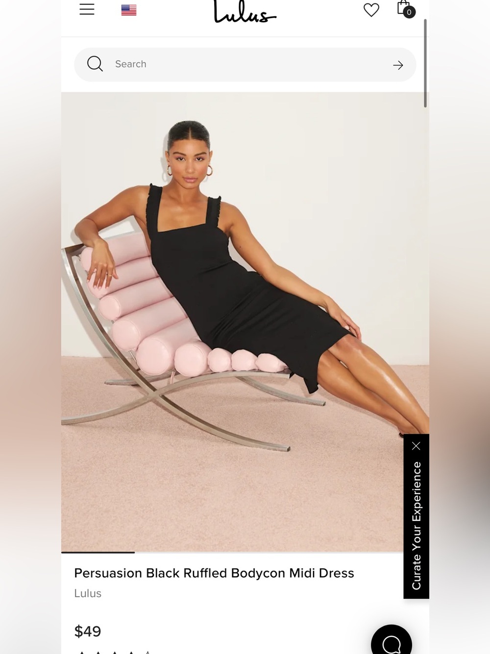 Lulu's Persuasion Black Ruffled
Bodycon Midi Dress